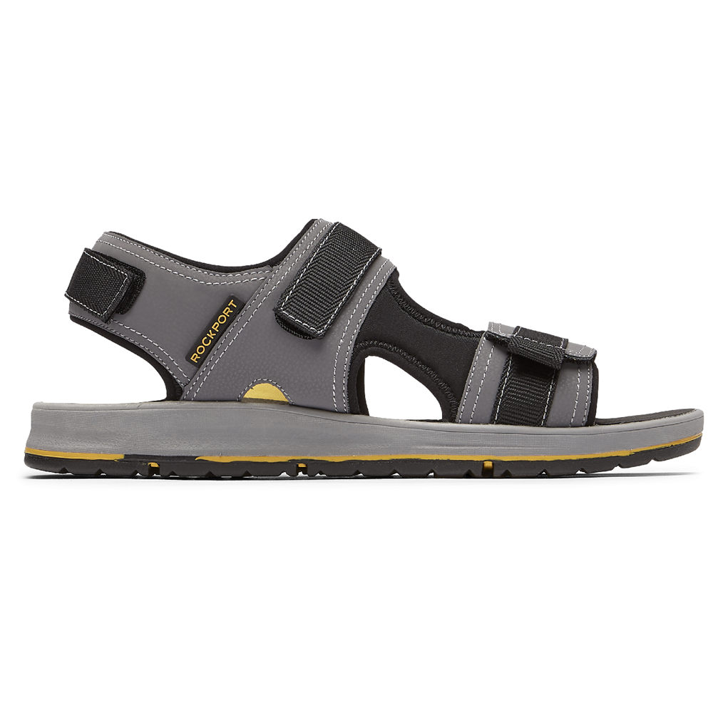 Rockport Sandals For Mens Grey - Lucky Bay Sport 3 Strap - YZ2395670